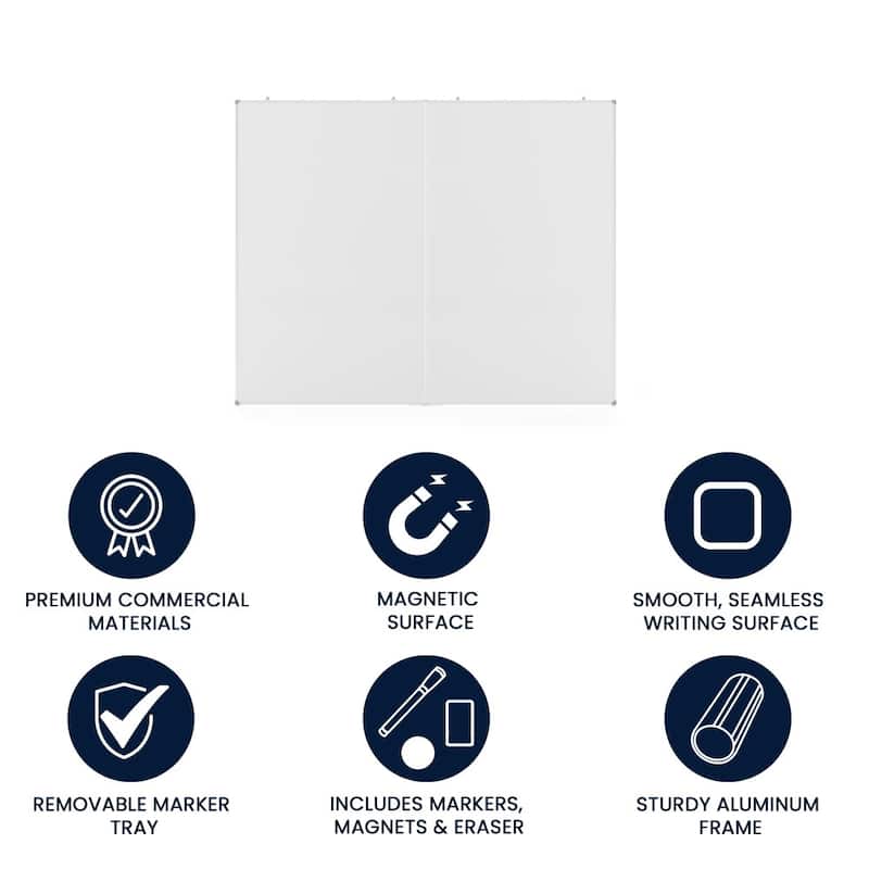 Aluminum Magnetic Dry Erase Board with Wall Mount, Marker Tray