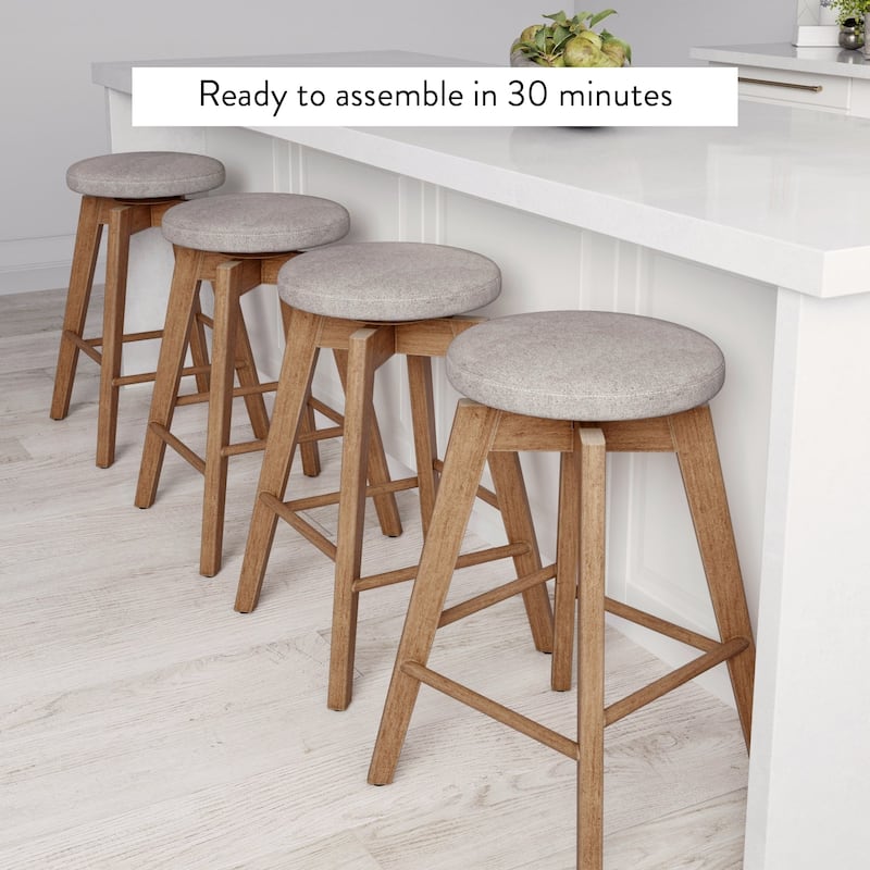 Nathan James Amalia Backless Counter Height 360 Swivel Seat Wood Bar Stool