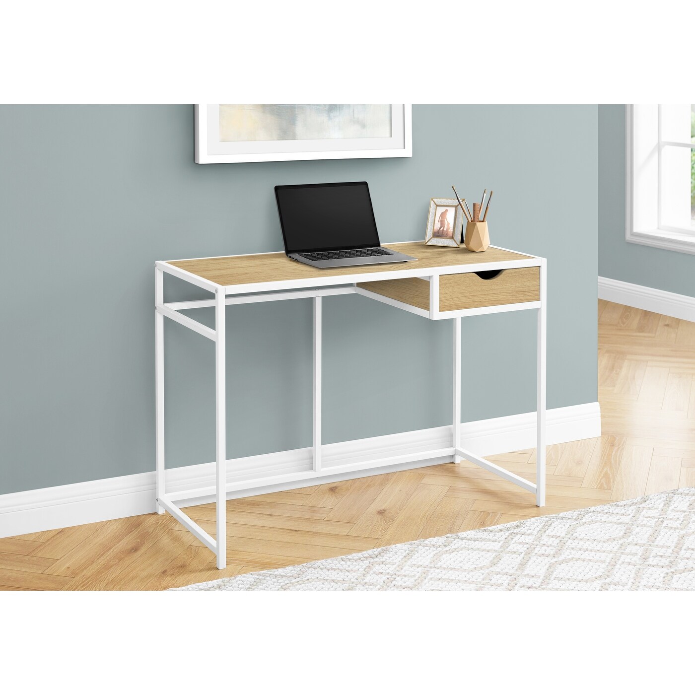 Computer Desk With Storage Drawer Home Office 42 Inch Workstation Modern Design