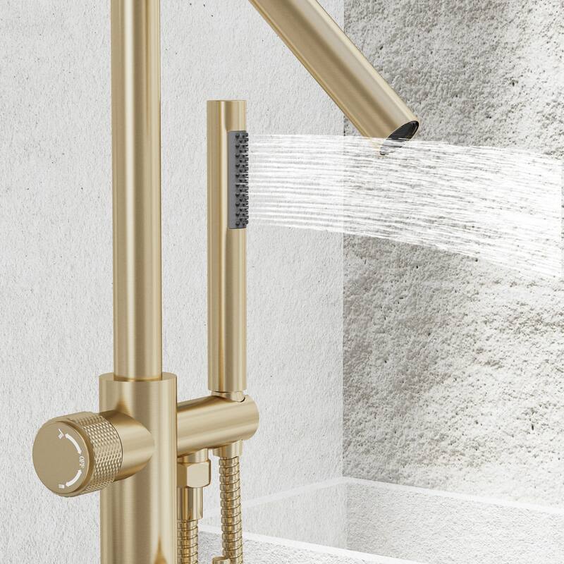 Modland 46''H Outdoor Shower System 316 Stainless Steel Thermostatic Freestanding Poolside Faucet with Swivel Spout - 46'' H