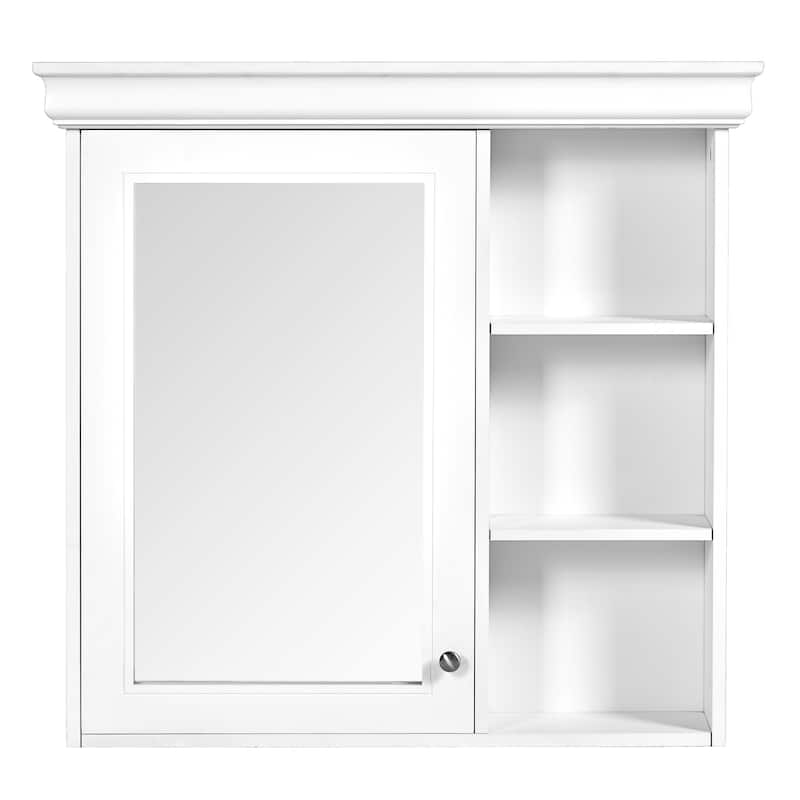 Roomfitters 30"x28" Medicine Cabinet with Mirror, Wall Mounted Cabinet with Organizer and Shelf, Bathroom Storage Unit, White