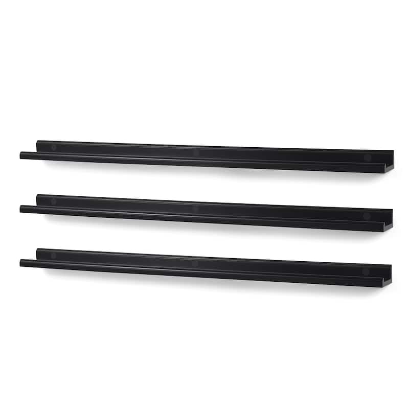 Wallniture Boston 46" Floating Shelves for Wall, Picture Ledge (Set of 3) - Black