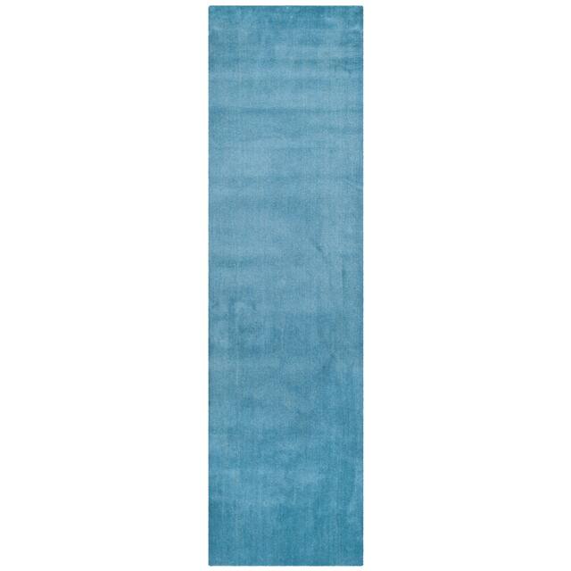 SAFAVIEH Handmade Himalaya Kaley Solid Wool Rug - 2'3" x 12' Runner - Blue