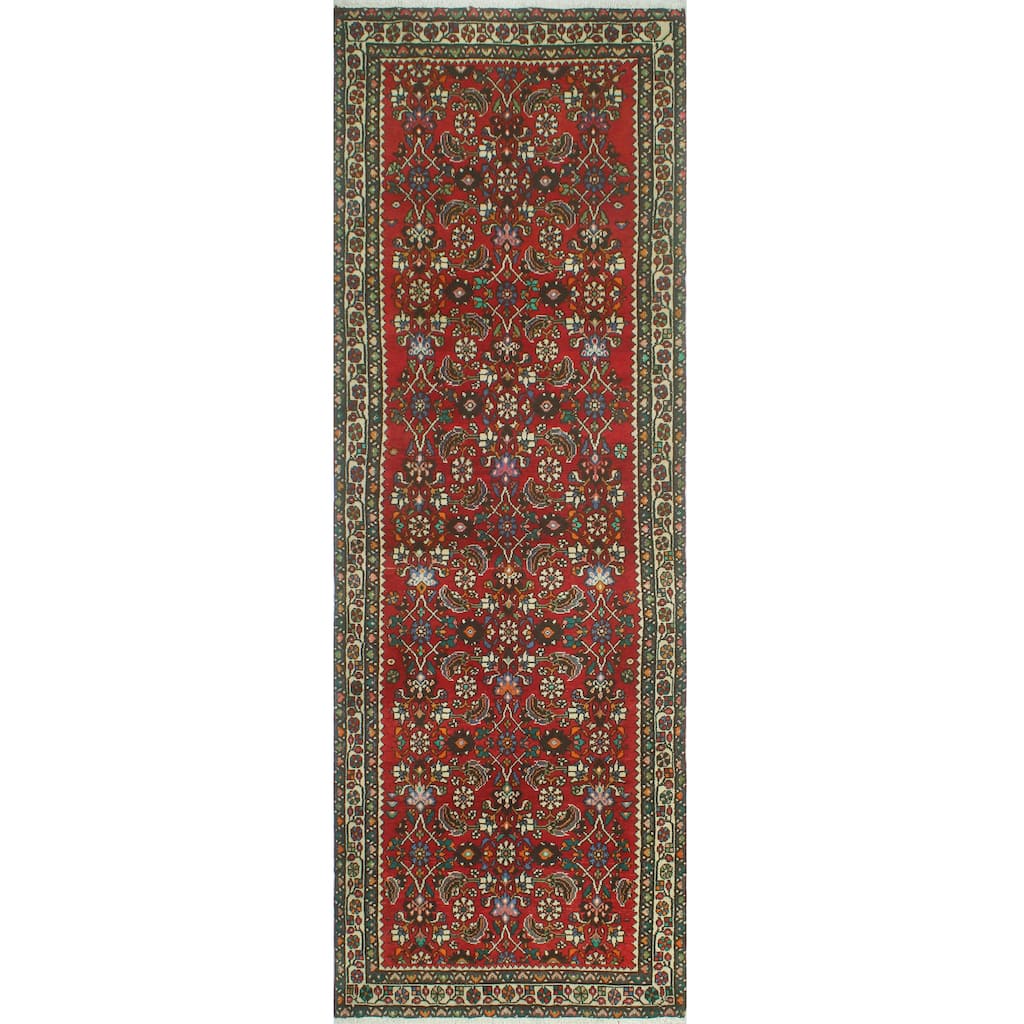 Fine Vintage Distressed Dominic Red/Ivory Runner - 3'7" x 10'5"