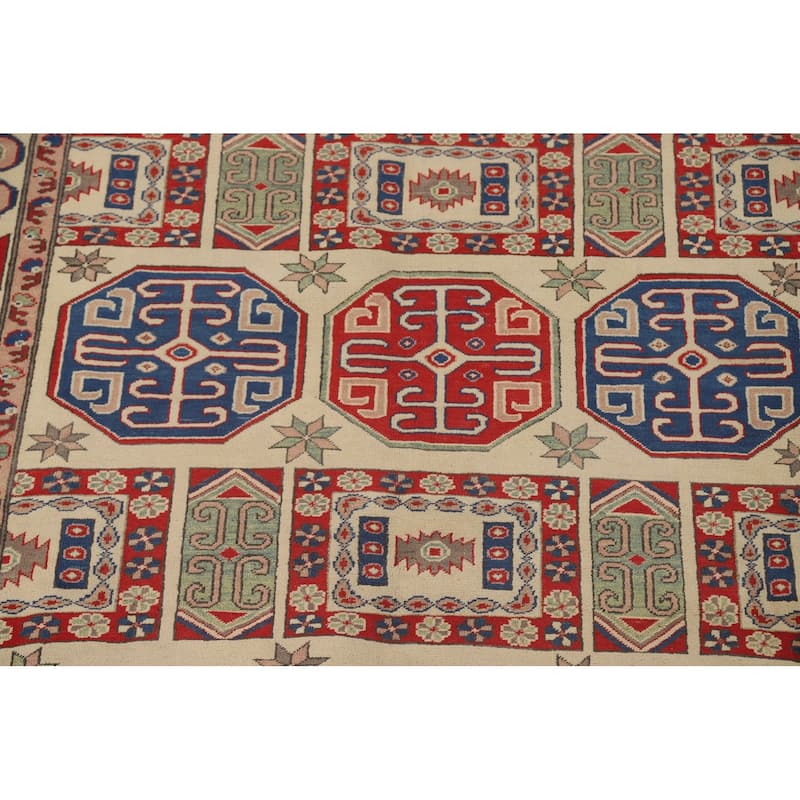 Kazak Living Room Area Rug Hand-Knotted Bedroom Wool Carpet - 6'7" x 8'9"