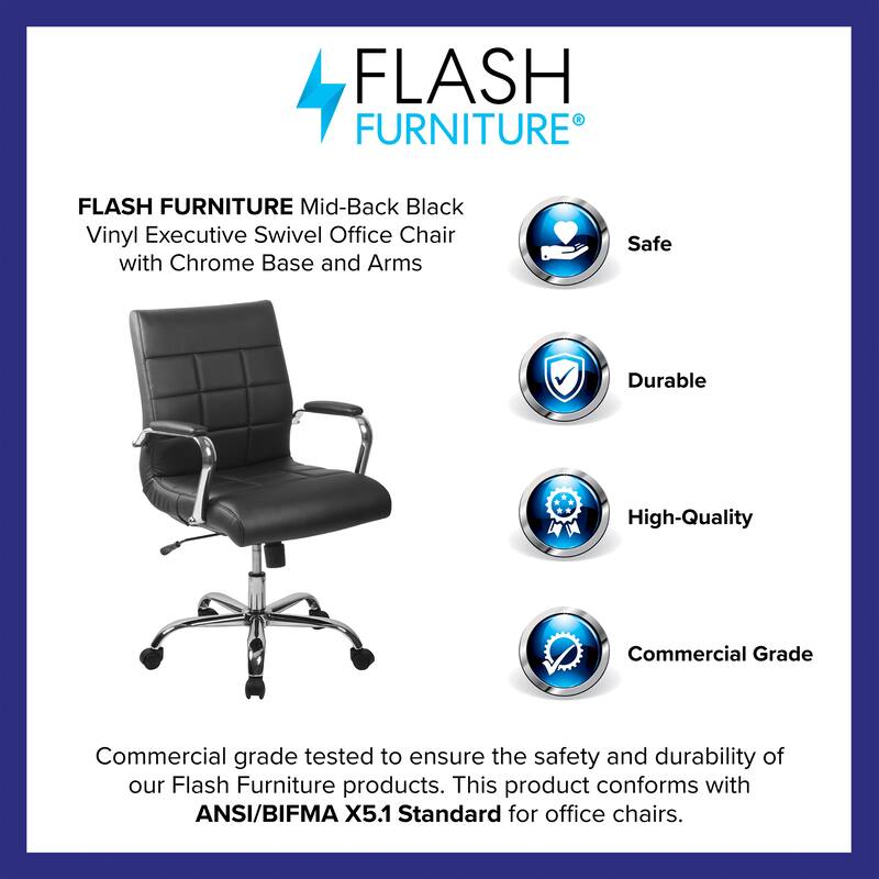 Mid-back Chrome/Vinyl Executive Swivel Office Chair
