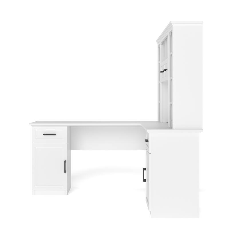 Sun City Computer Desk with a Drawer and Open Storage, White