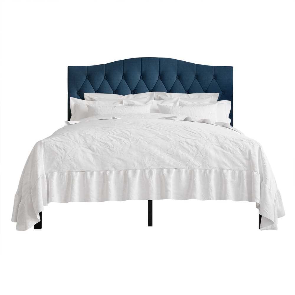 CraftPorch Classic Linen Button Tufted Upholstered Platform Bed