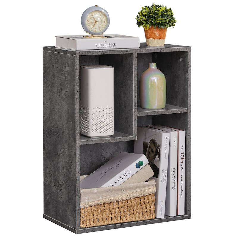 VECELO Widened Version，(Set of 2)2-Tier Three Open Cube Wooden Bookcase Organizer, Bookshelf, Book Storage