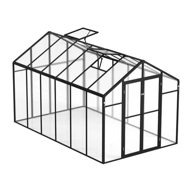 8 x 12 FT Garden Greenhouse with Adjustable Roof Vents and Thick Aluminum Frame and PC Panels