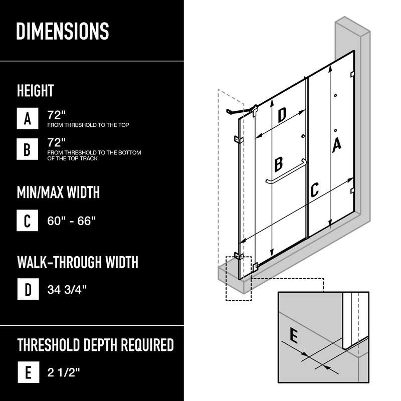 VIGO Pirouette Frameless Pivot Shower Door