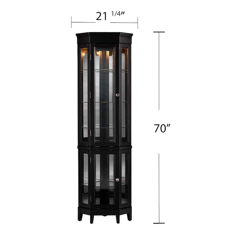 SEI Furniture Bijoux Black Corner Curio Display Cabinet
