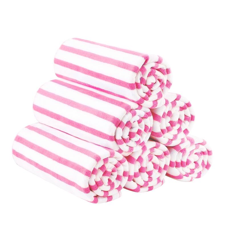 6-pack Cabana Striped Beach Towel Bath Towel - Pink