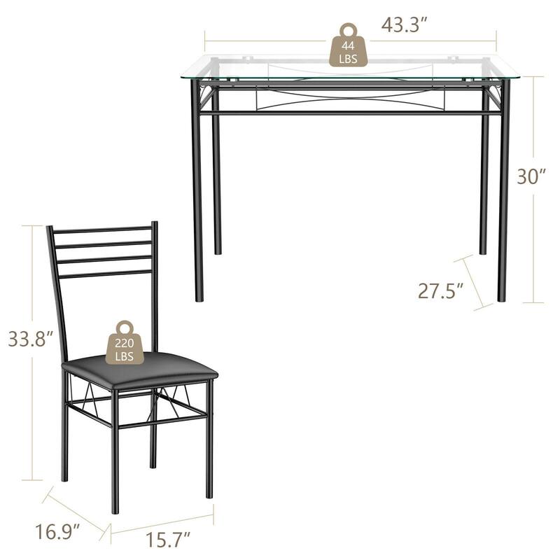 Gymax 5 Piece Dining Set Glass Top Table & 4 Upholstered Chairs - See Details