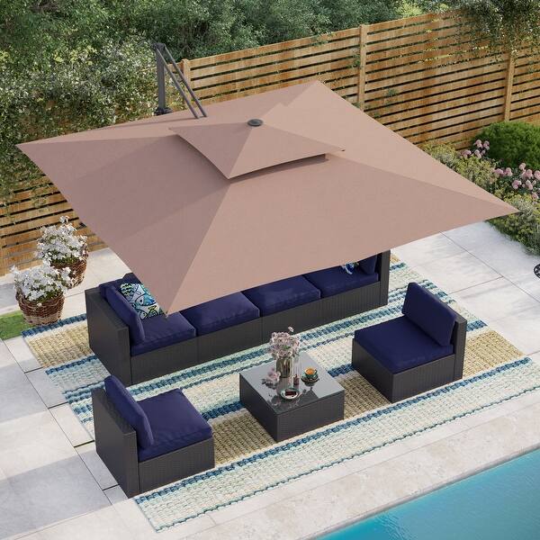 slide 1 of 24, 10ft Cantilever Patio Offset Large Square Crank Aluminum Umbrella with 360-degree Rotation