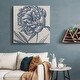 preview thumbnail 9 of 14, Indigo Floral on Linen II-Premium Gallery Wrapped Canvas