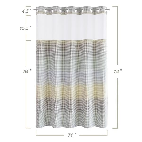 dimension image slide 9 of 18, No Hook Waffle Weave Shower Curtain with Snap-in Liner