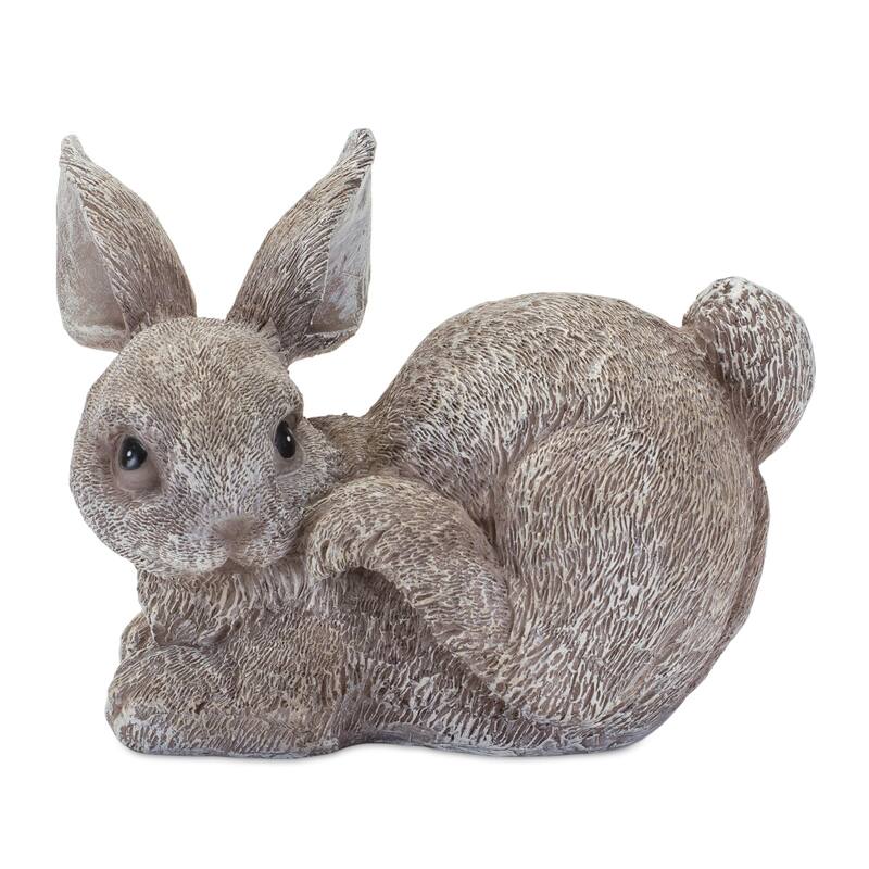 HomeRoots Set of Four 4" Gray and Brown Polyresin Rabbit Figurine Tabletop Sculpture - 5.25' X '4' X '5