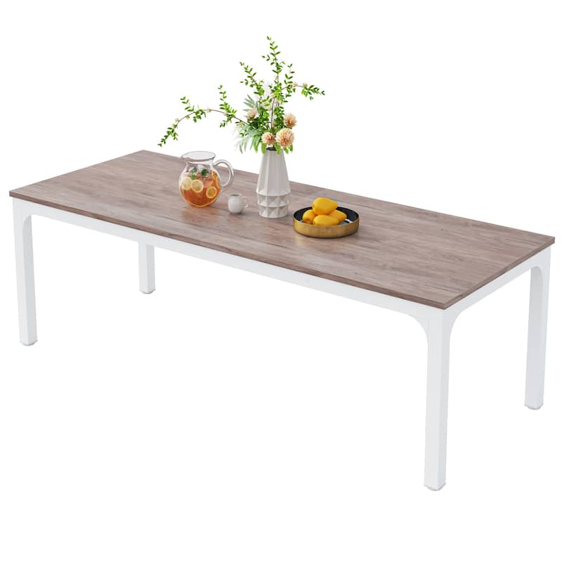 78.7-inch Long Kitchen Dining Table for 6-8 - Oak+White