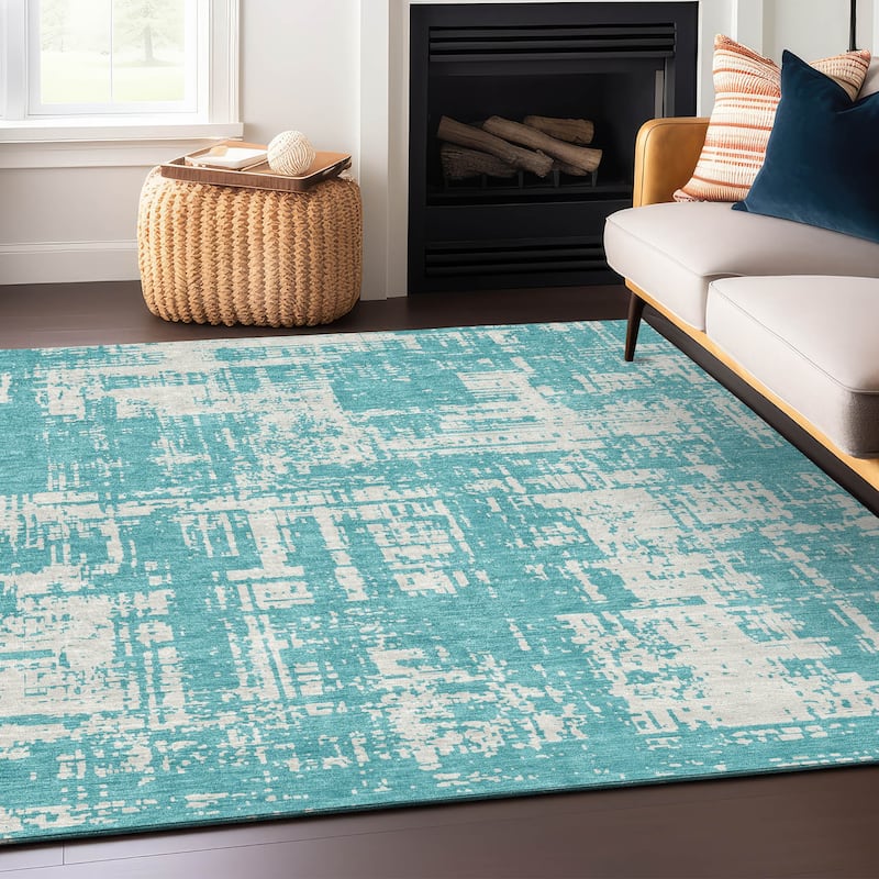 Machine Washable Indoor/ Outdoor Chantille Abstract Solid Rug