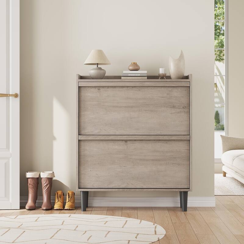 Drawer Wooden Shoe Cabinet with Adjustable Shelves