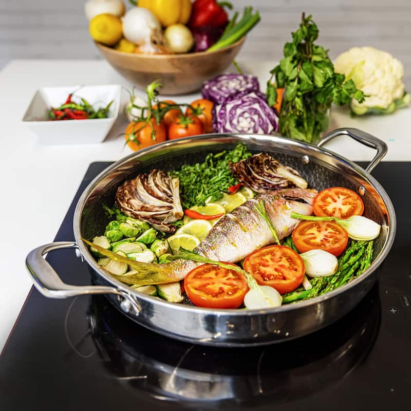 DiamondClad 14 Inch Nonstick Stainless Steel Pan with Lid Cookware Set - 14"