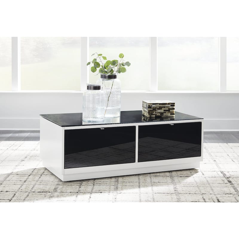 Signature Design by Ashley Gardoni White/Black Coffee Table - 47.38" W x 23.75" D x 17.13" H