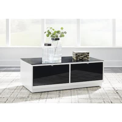 Signature Design by Ashley Gardoni White/Black Coffee Table - 47.38" W x 23.75" D x 17.13" H