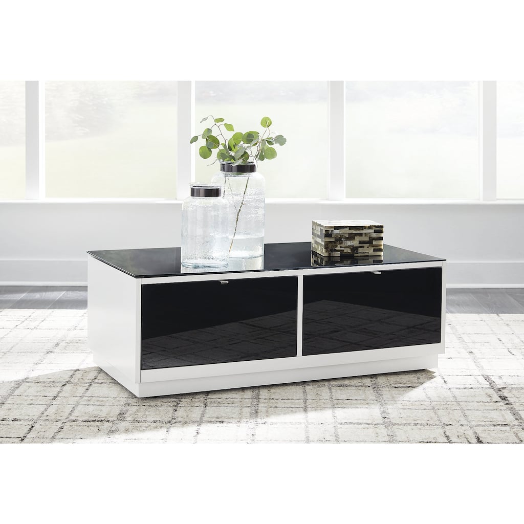 Signature Design by Ashley Gardoni White/Black Coffee Table - 47.38" W x 23.75" D x 17.13" H