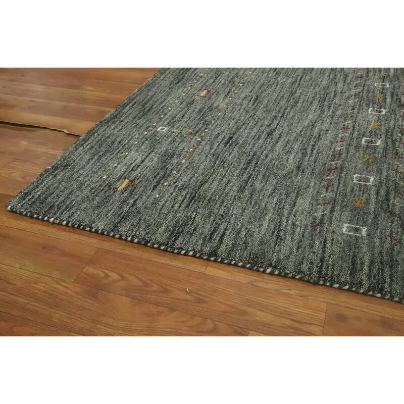 Hand Knotted Oriental 100% Wool Carpet Tribal Animal Pictorial Green Gabbeh Area Rug - 7' 4'' X 5' 6''