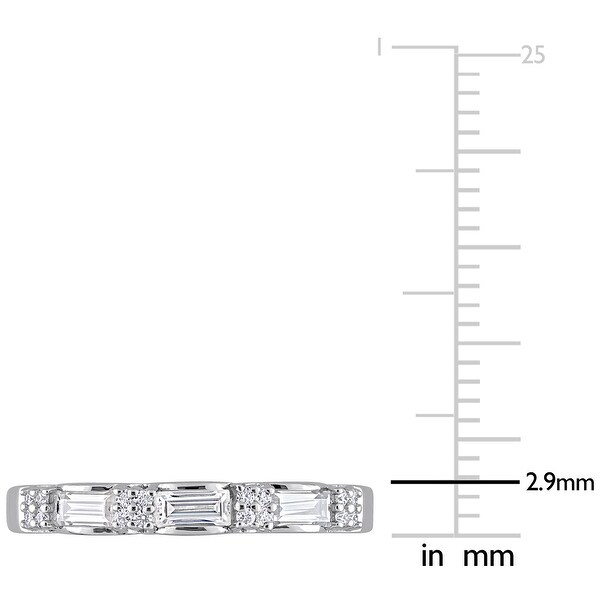 Miadora 2/5ct DEW Baguette-cut Moissanite Semi-Eternity Wedding Band Ring in Sterling Silver