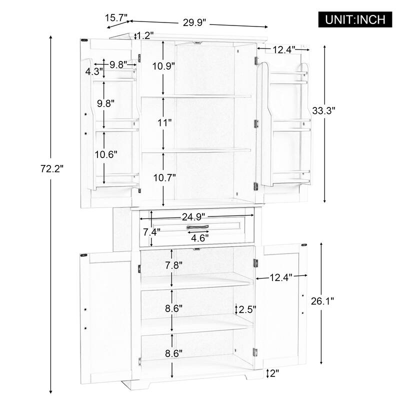 Tall Bathroom Storage Cabinet, Freestanding Storage Cabinet with Drawer and Adjustable Shelf