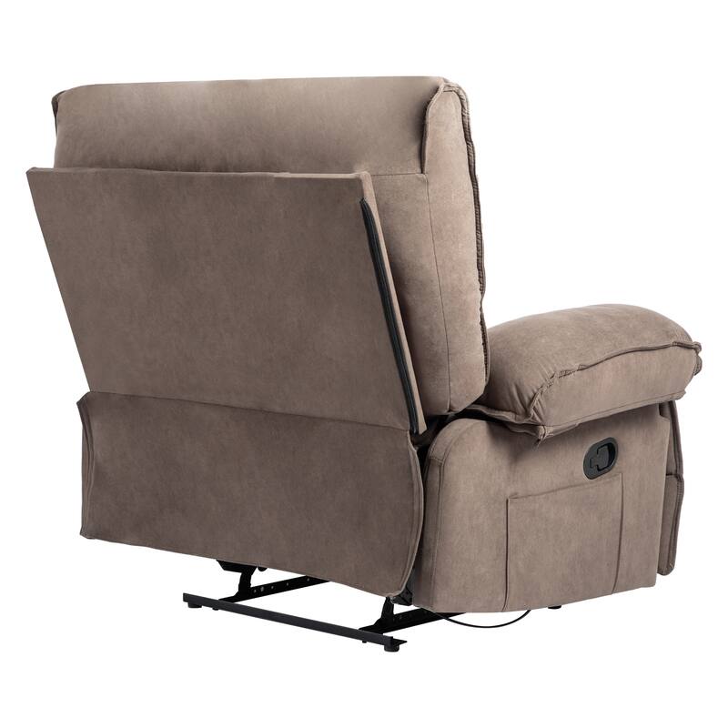 Oversized Manual Recliner Chair Push Back Sofa Velvet Lounge Chair with Massage Pillow for Living Room
