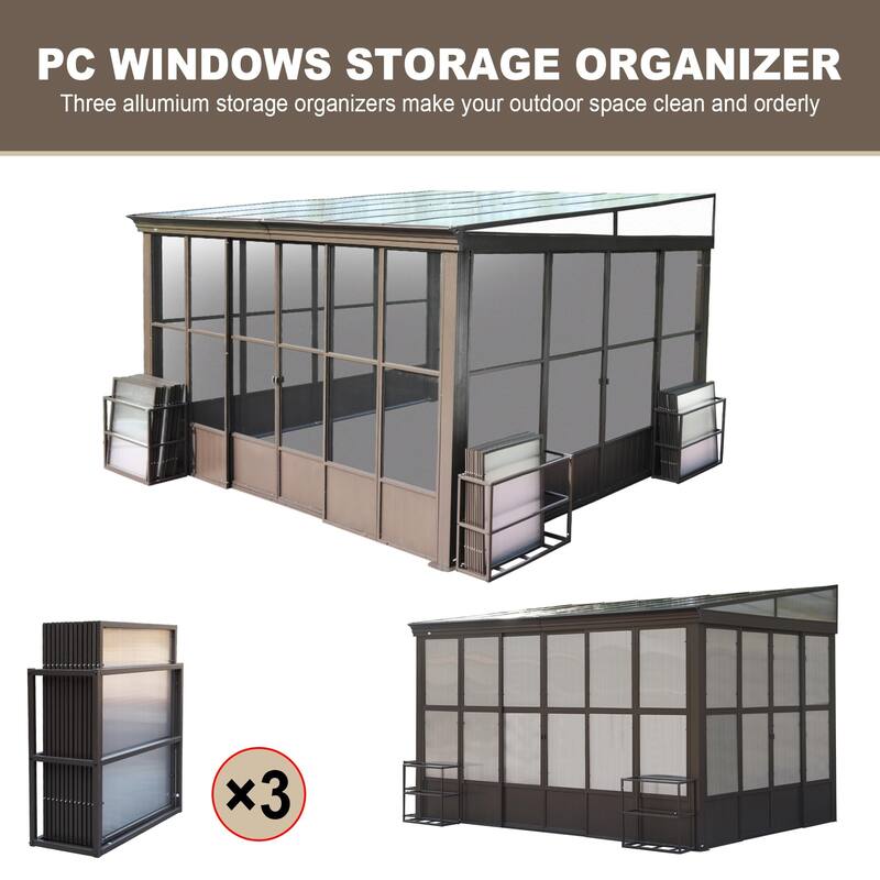 Lean-to Sunroom 10x12FT, Wall Mounted Solarium