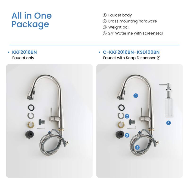 Bari-T Single Handle Pull Down Kitchen Sink Faucet