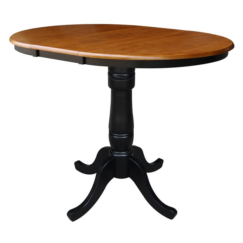36" Round Top Pedestal Extension Table Counter Height With 12" Leaf and San Remo Counterheight Stools