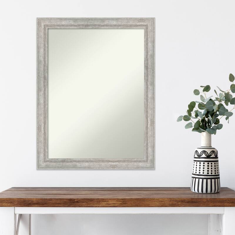 Angled Non-Beveled Wood Framed Wall Mirror