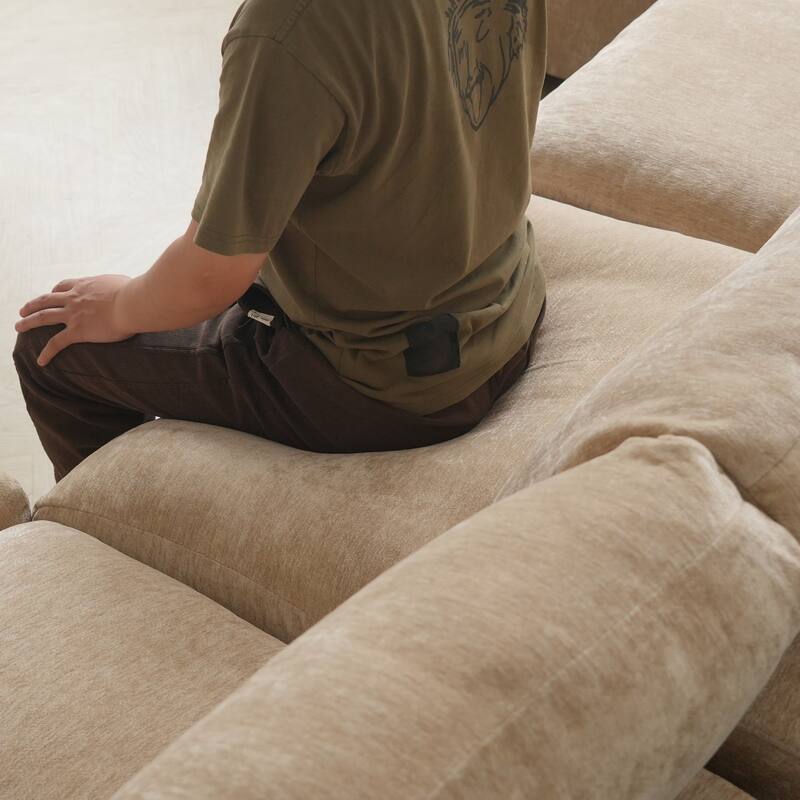 134" Cloud Sectional Couches for Living Room, Convertible U Shape Couch with Ottoman, 6 Seater Modular Sectional Sofa