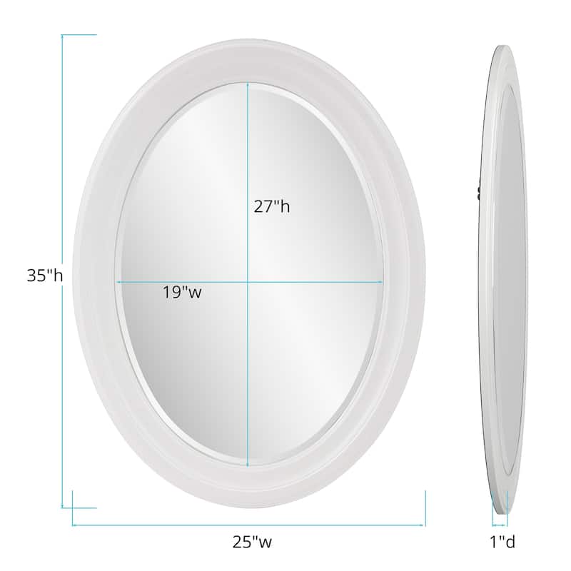 Allan Andrews White Oval Wood Framed Beveled Wall Mirror