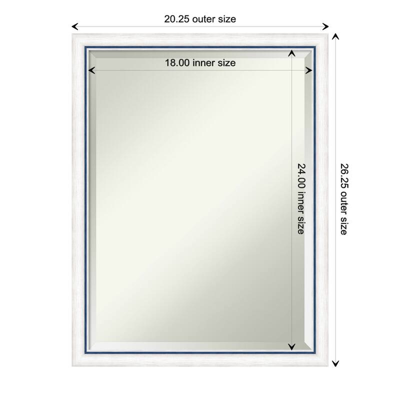 Morgan Beveled Wood Framed Wall Mirror - Morgan White Blue - Glass Size 18x24