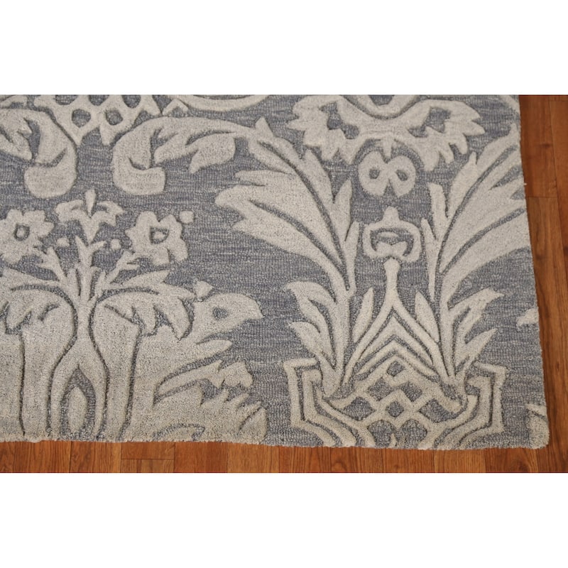 Modern Indian Area Rug Handmade Bedroom Grey Wool Carpet - 5'3" x 7'7"