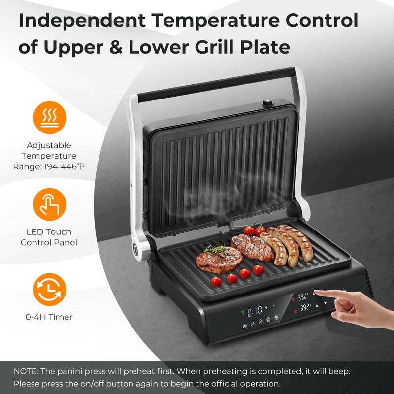 Costway Electric Panini Press Grill Sandwich Maker with LED Display & - See Details