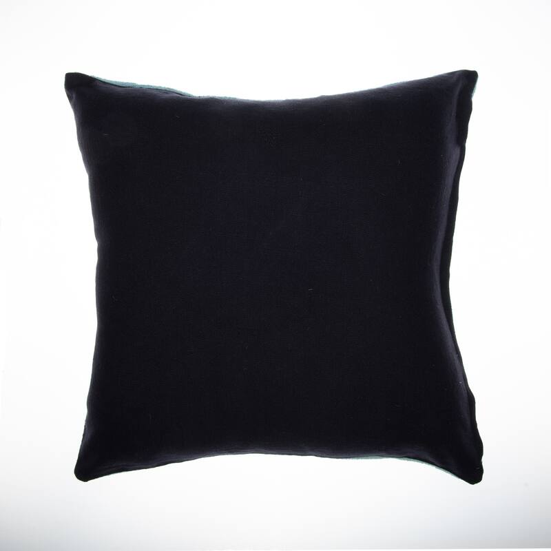 HomeRoots 20" Blue and Ivory Geometric Cotton Throw Pillow With Embroidery
