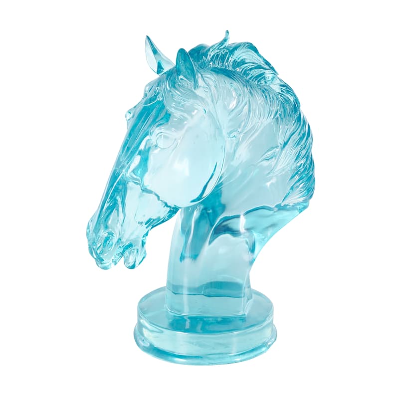 Resin Tinted Horse Decorative Sculpture - Green or Light Blue or Pink
