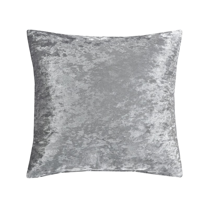 Violet Linen Velveteen Shadow Crushed Shine Pattern, 18 Inch x 18 Inch, Square, Decorative Accent Throw Pillow - Silver