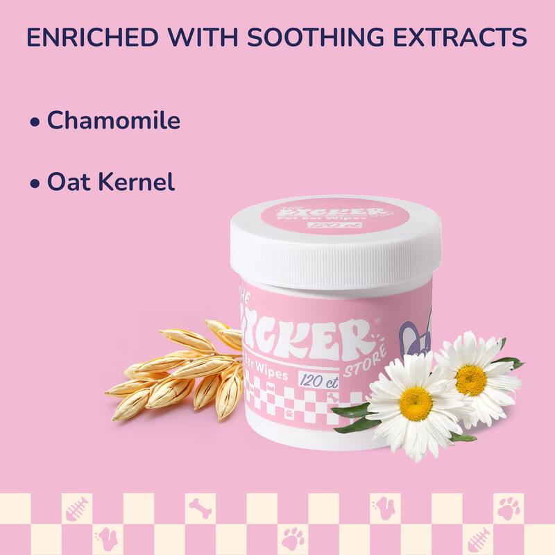 Dog Ear Cleaning Hypoallergenic Wipes with Extracts of Chamomile and Oat Kernel (120 Count) - 1-Pack - 120 Count