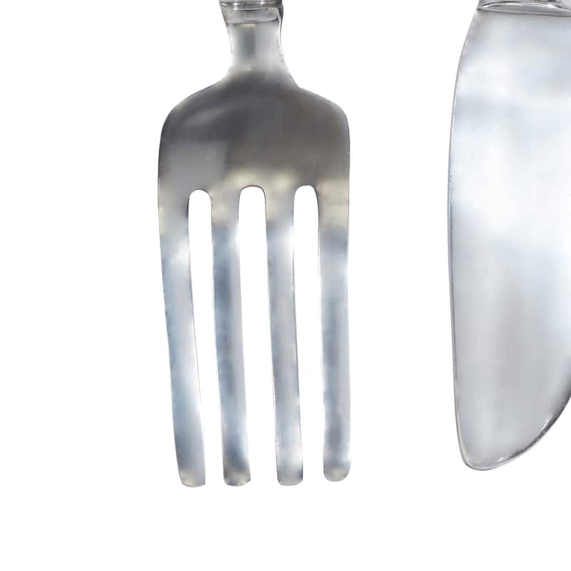 Aluminum Metal Large Knife, Spoon, and Fork Utensils Wall Decor (Set of 3) - Silver or Copper