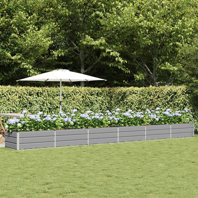 vidaXL Planter in Steel - 62.99 x 31.50 x 17.72 - Grey - 236.22 x 31.50 x 17.72 in