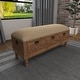 preview thumbnail 15 of 23, Brown Wood Farmhouse Eclectic Cushion Seat Storage Bench - 47 x 16 x 20