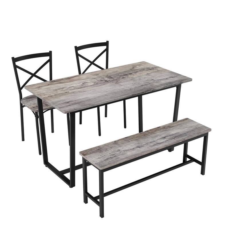 Four-Piece Set Table And Chair With Backrest, Industrial Style, Solid Structure
